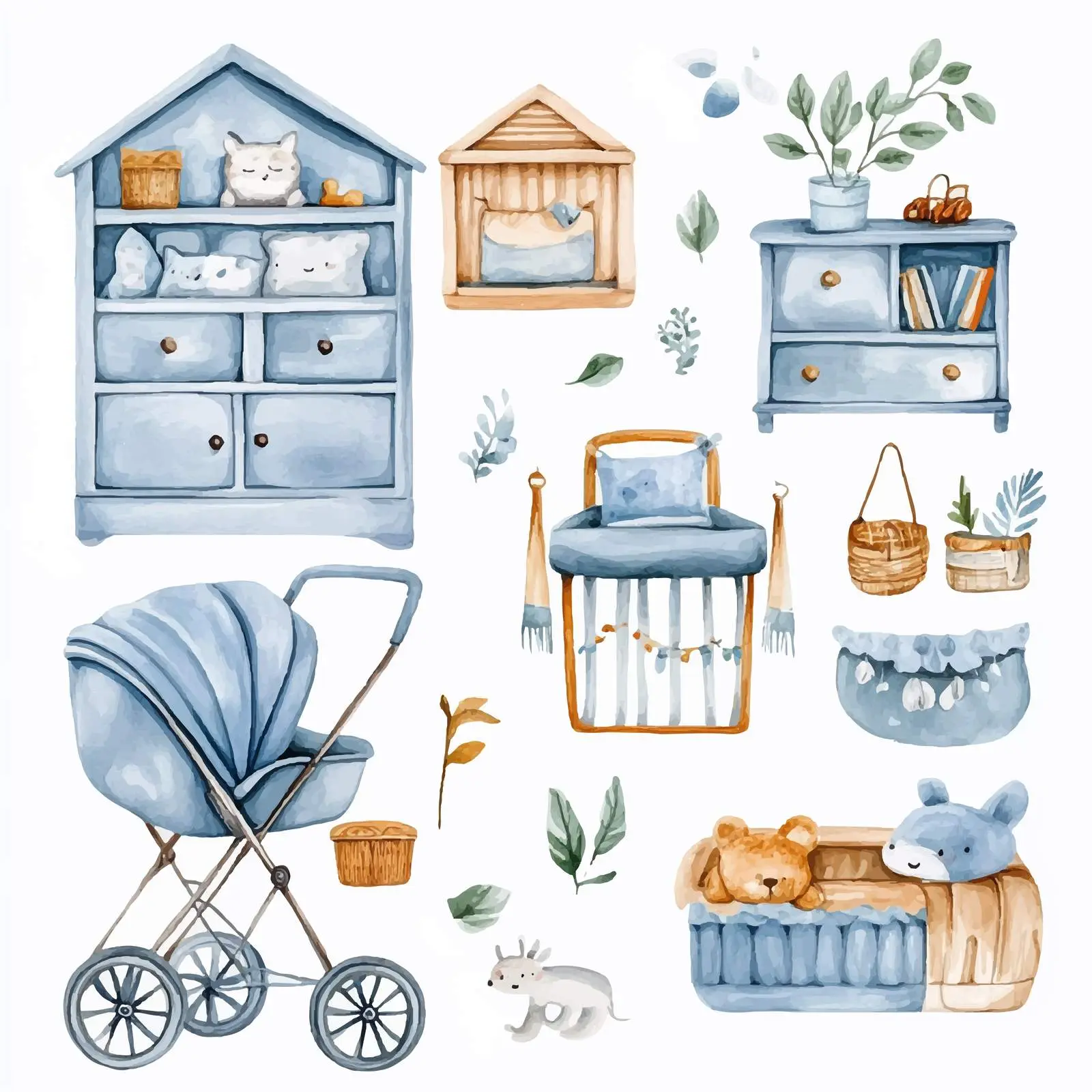 Nursery Furniture and Toys Vector Illustration – free diaper image from Dotvec
