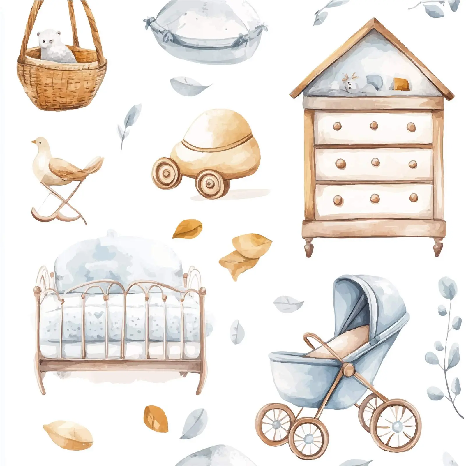 Baby Room Interior with Furniture and Toys — free download from Dotvec