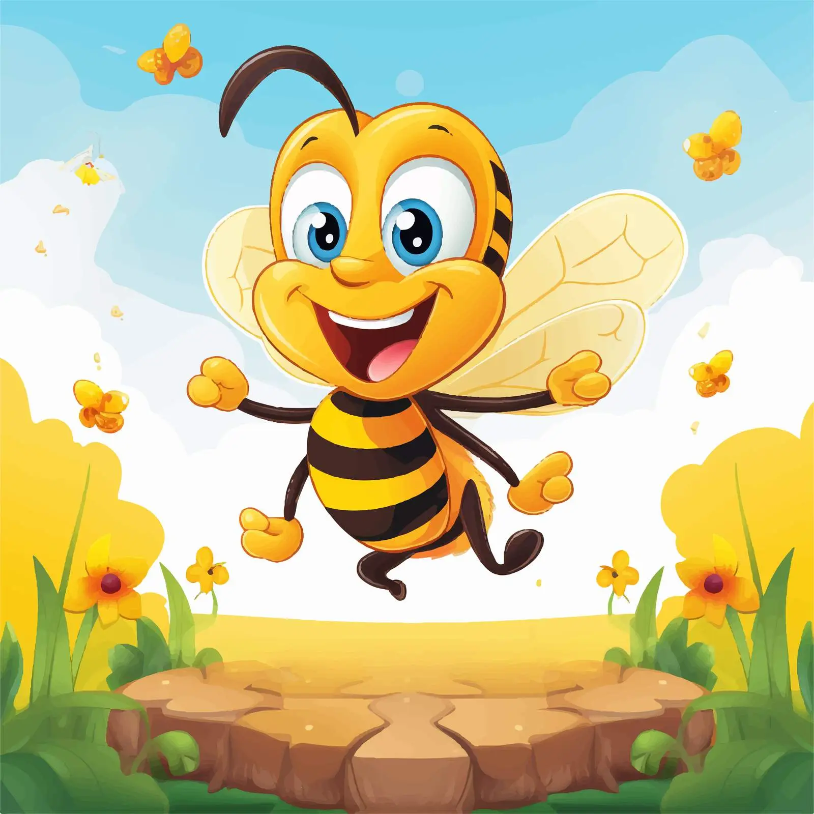 Cartoon Bee Game Template Vector Illustration — free download from Dotvec