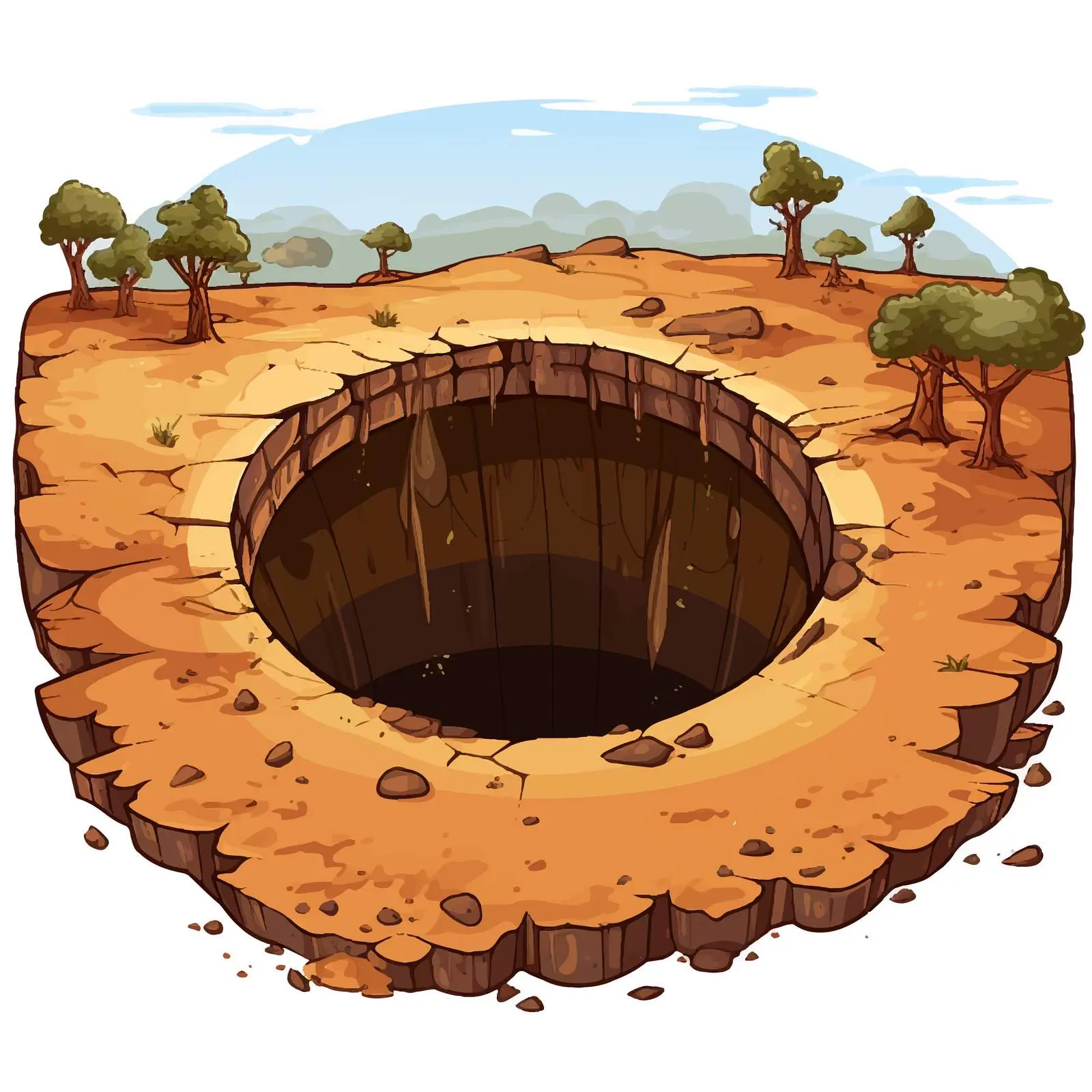 Cartoon Illustration of a Big Hole in the Ground — free download from Dotvec