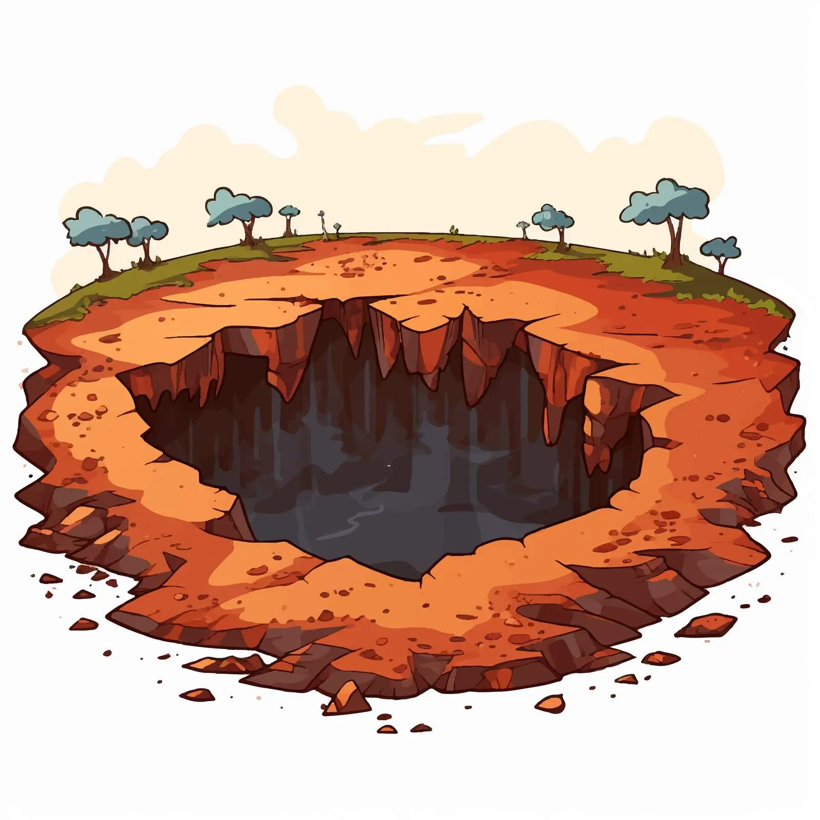 Cartoon Illustration of a Big Hole in the Ground — free download from Dotvec