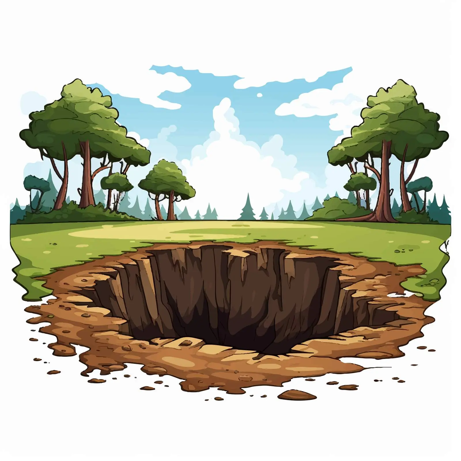 Cartoon Illustration of a Big Hole in the Ground — free download from Dotvec
