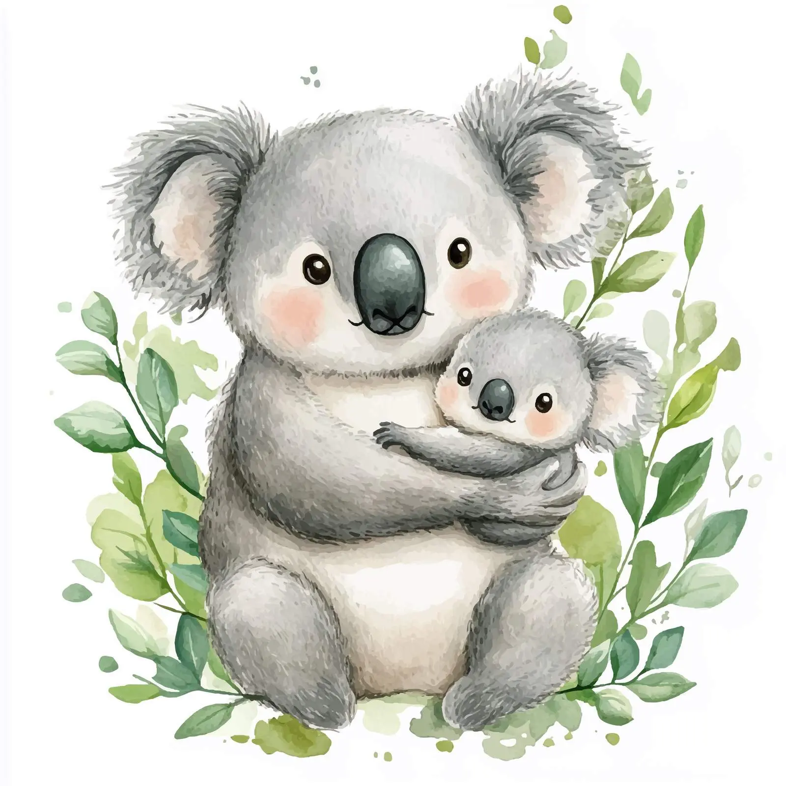 Watercolor Koala with Cub Cartoon Clipart — free download from Dotvec