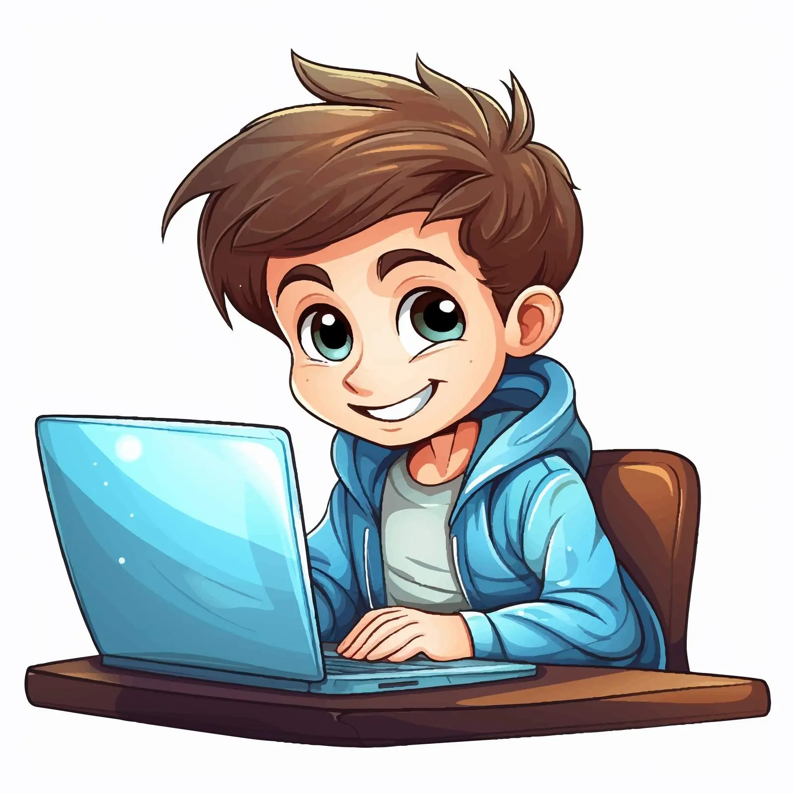Boy Browsing Internet on Laptop Illustration — free download from Dotvec