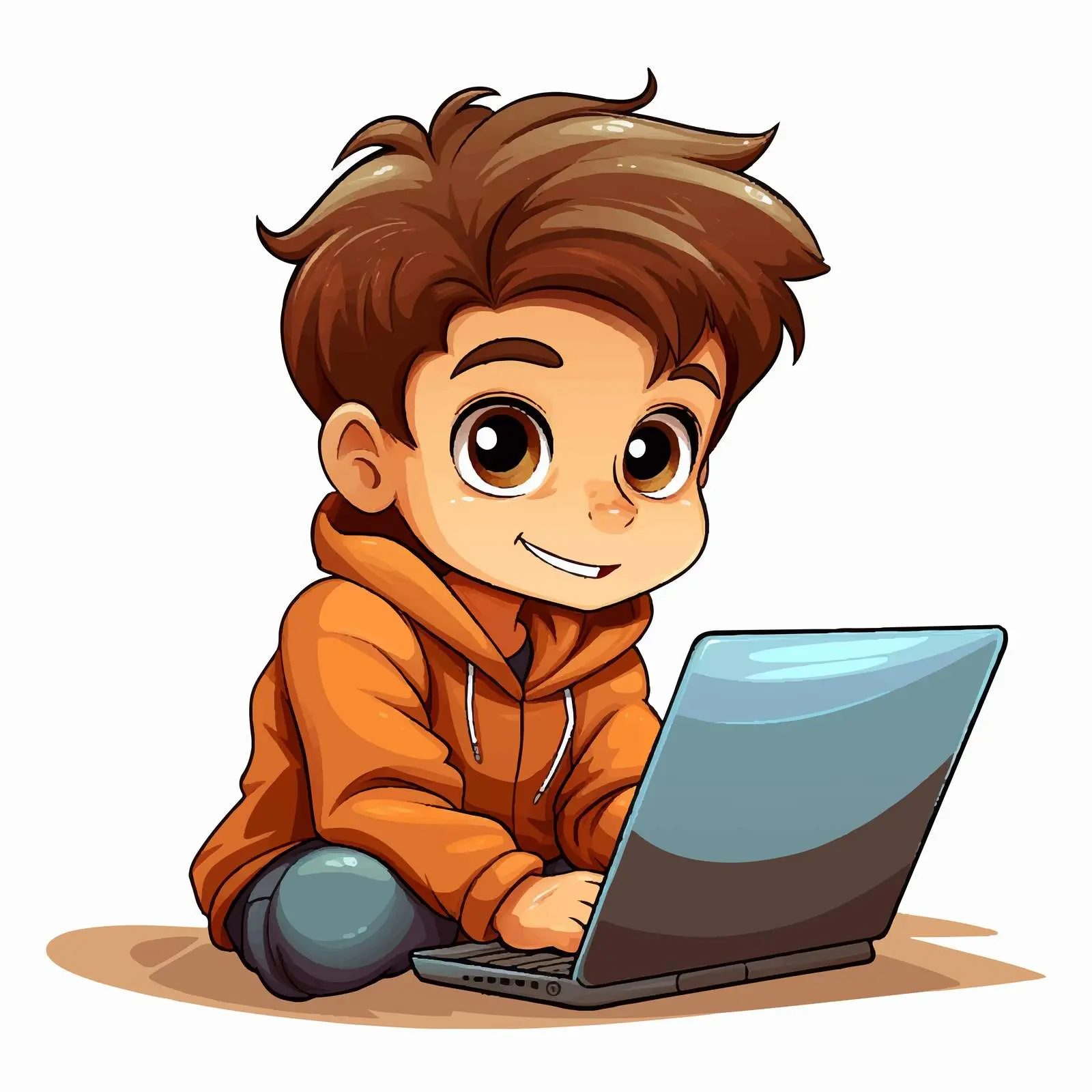 Boy Browsing Internet on Laptop Illustration — free download from Dotvec