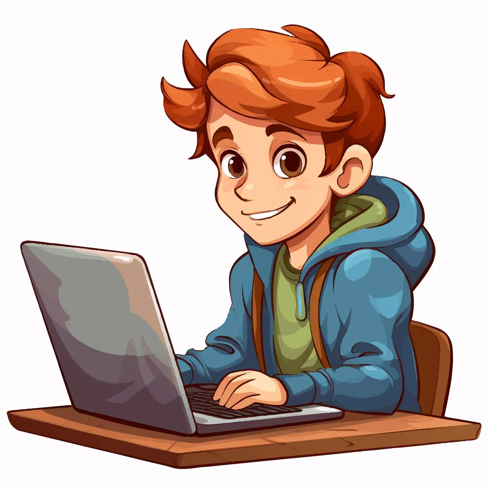Boy Using Laptop for Online Browsing Illustration — free download from Dotvec