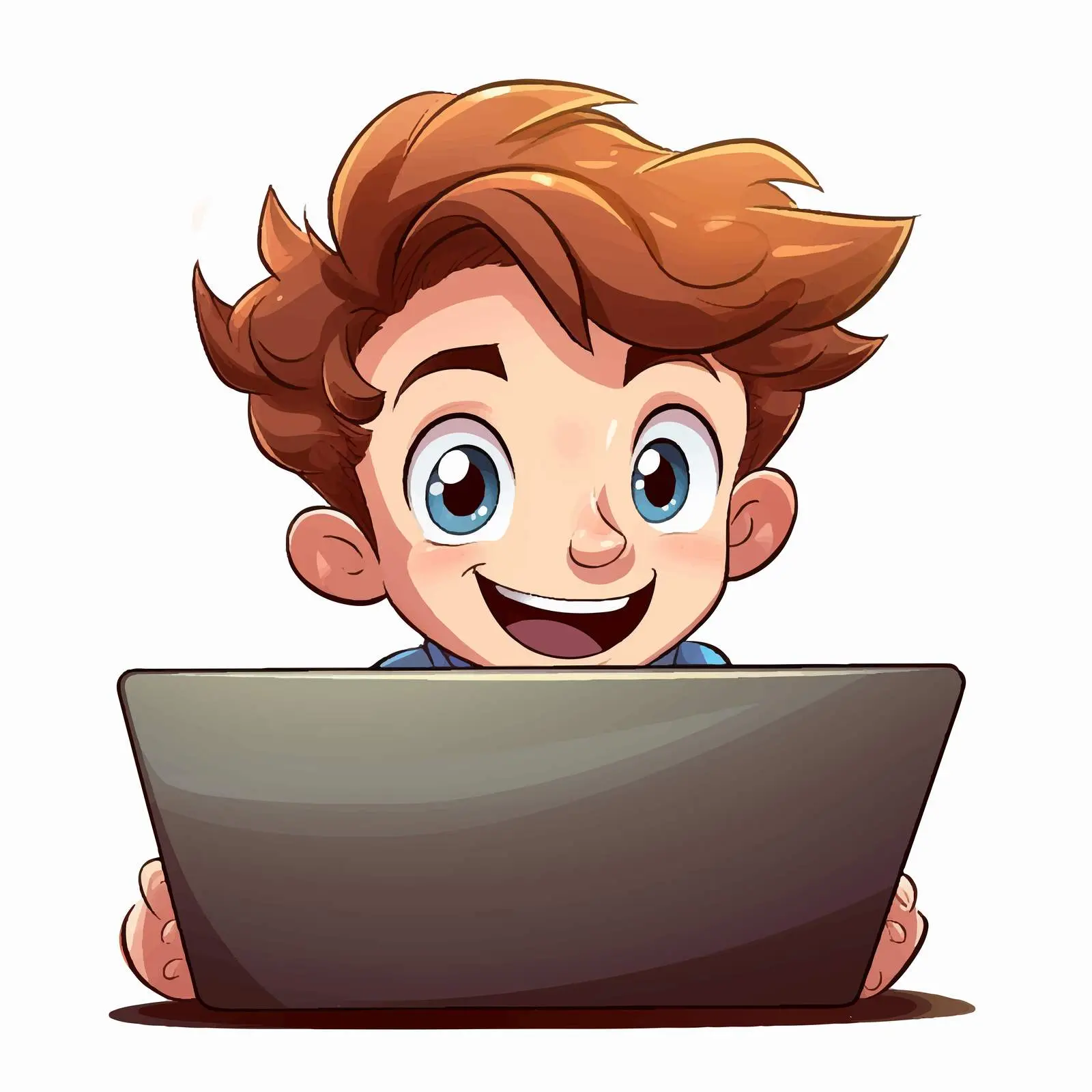 Boy Browsing Internet on Laptop Illustration — free download from Dotvec