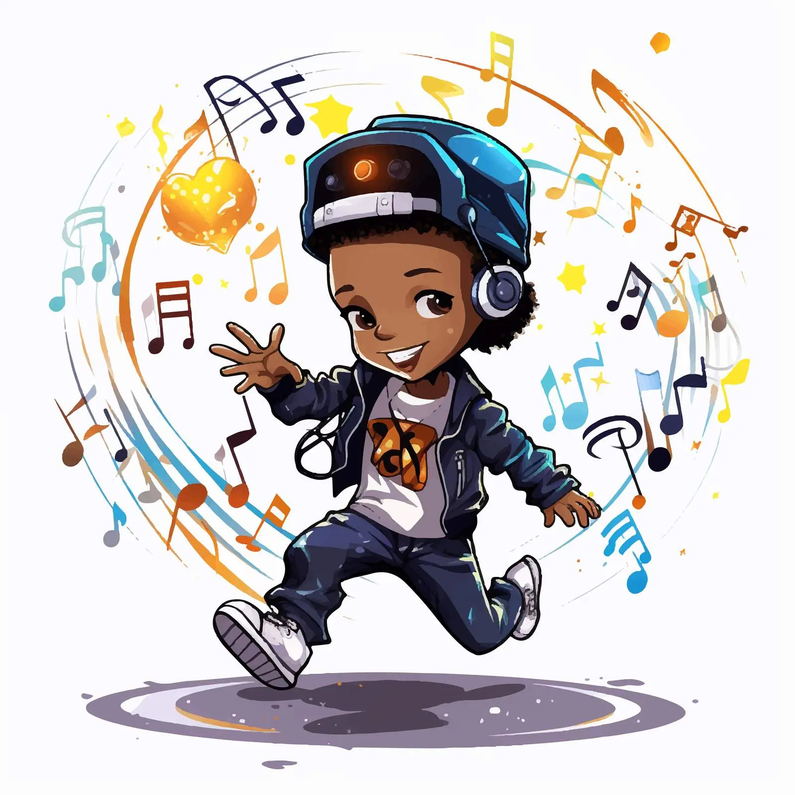 B-boy Dancing with Musical Melody Symbols — free download from Dotvec
