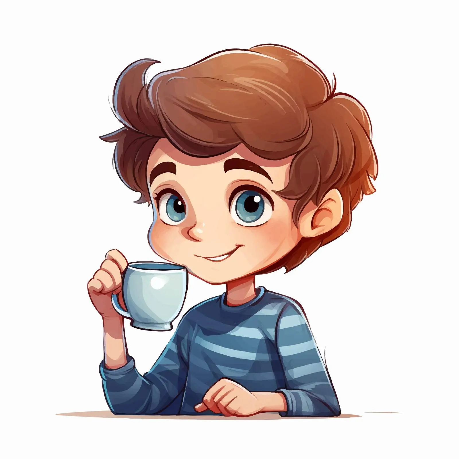 Boy Enjoying Tea Illustration Vector Artwork — free download from Dotvec