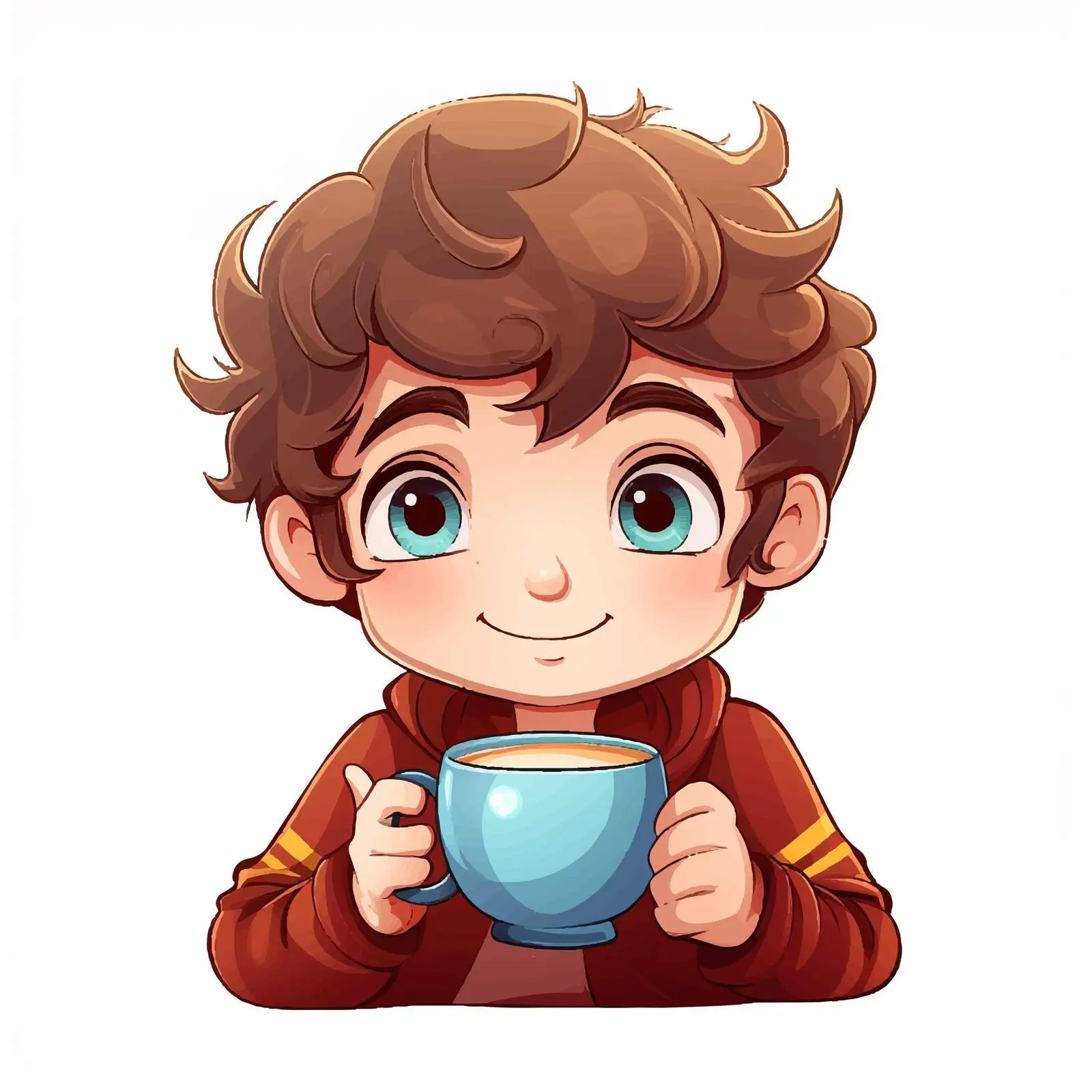 Cartoon Illustration of a Boy Drinking Tea — free download from Dotvec