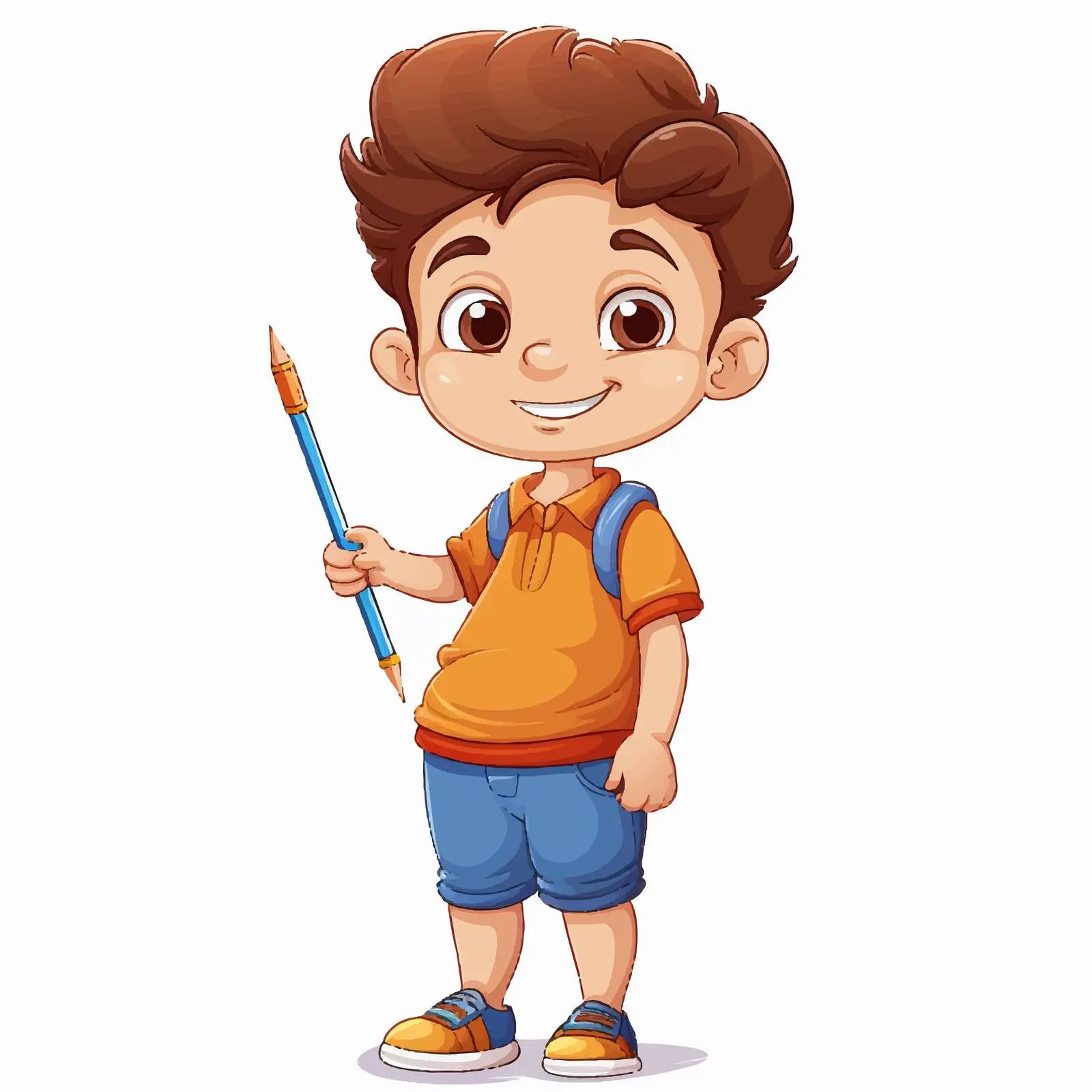 Cartoon Boy Holding Pencil Isolated on White — free download from Dotvec
