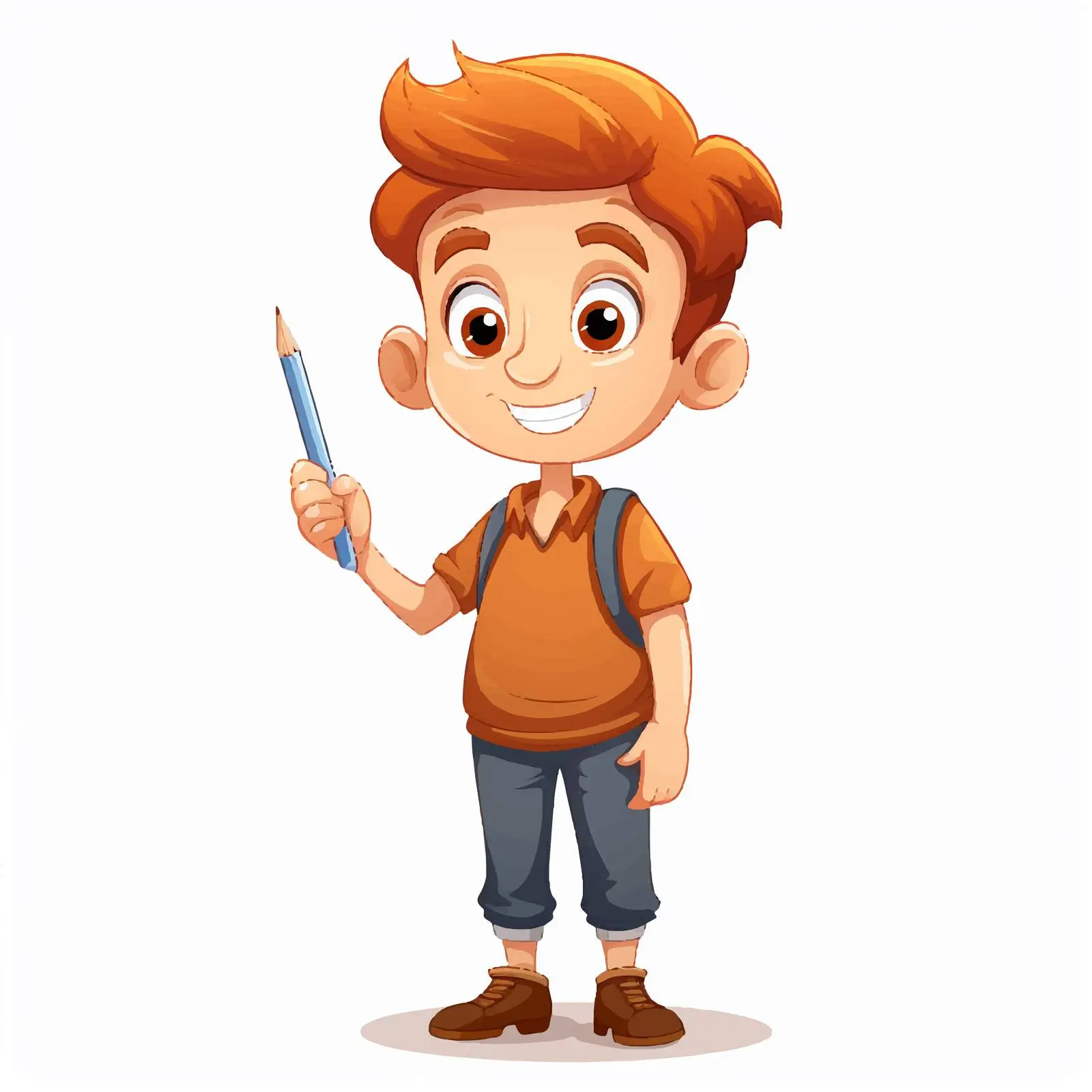 Boy Holding Pencil Cartoon Character — free download from Dotvec