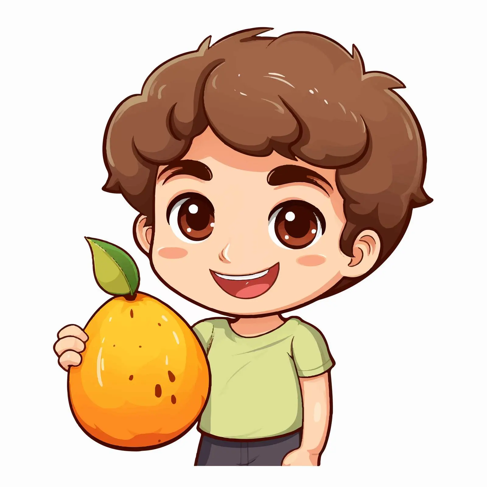 Cartoon Boy Holding Mango Fruit on White Background — free download from Dotvec