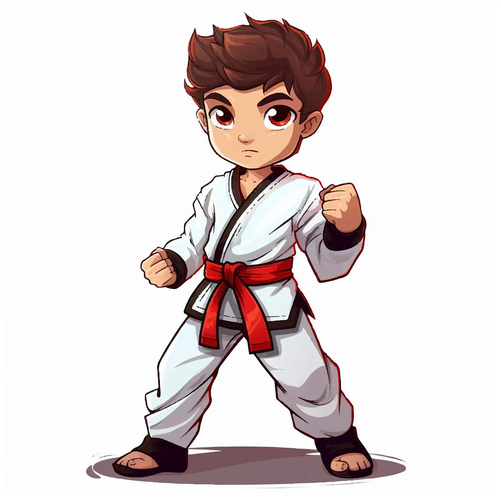 Boy in Taekwondo Uniform Cartoon Illustration — free download from Dotvec