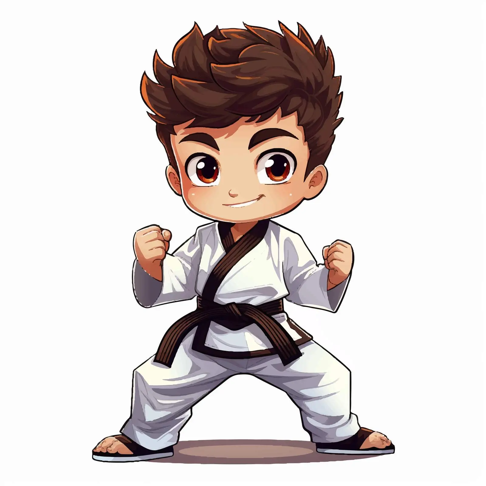 Cheerful Boy in Taekwondo Uniform Illustration — free download from Dotvec