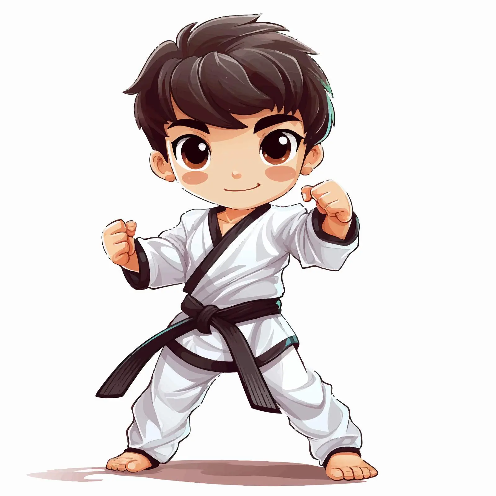 Boy in Taekwondo Uniform Cartoon Illustration — free download from Dotvec