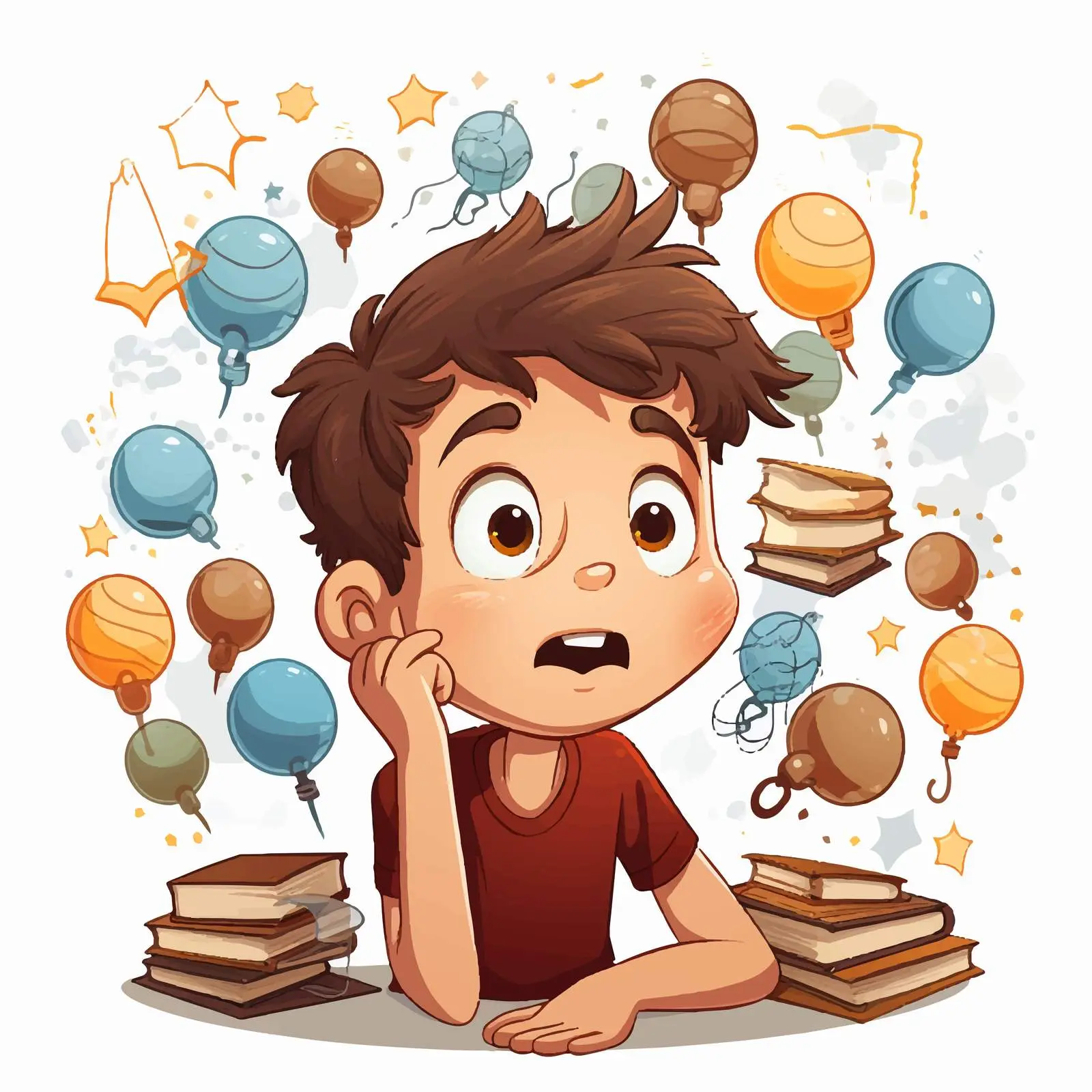 Thoughtful Boy with Callouts Illustration Vector — free download from Dotvec