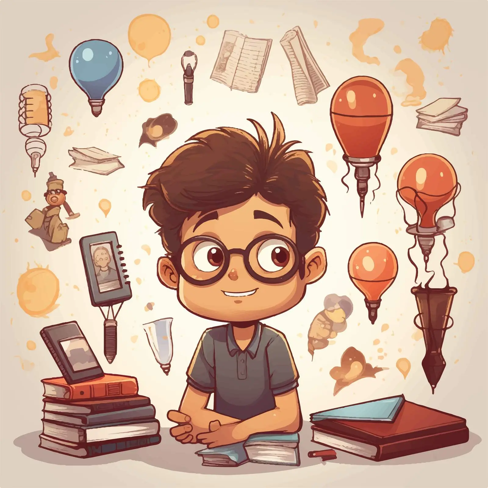 Thoughtful Boy with Callouts Vector Illustration — free download from Dotvec