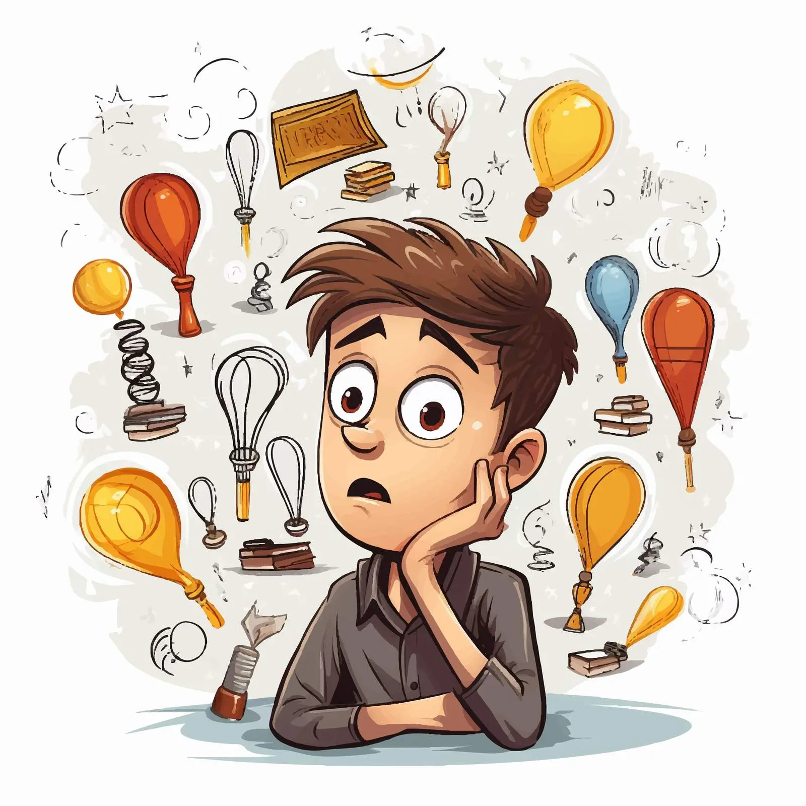 Thoughtful Boy with Callouts Vector Illustration — free download from Dotvec