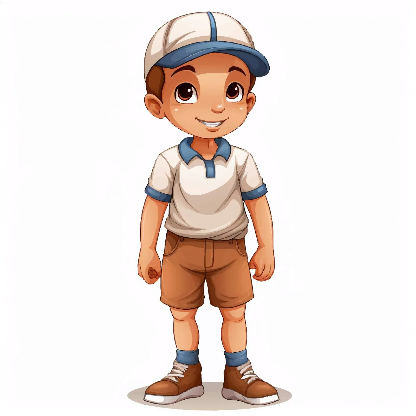 Cartoon Boy in Cap Standing Pose — free download from Dotvec