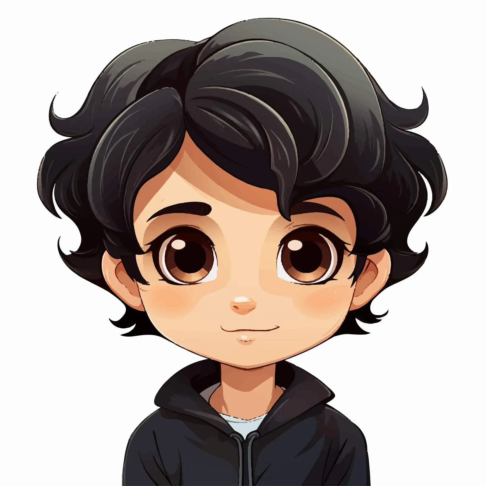 Boy with Black Hair and Brown Eyes Vector — free download from Dotvec