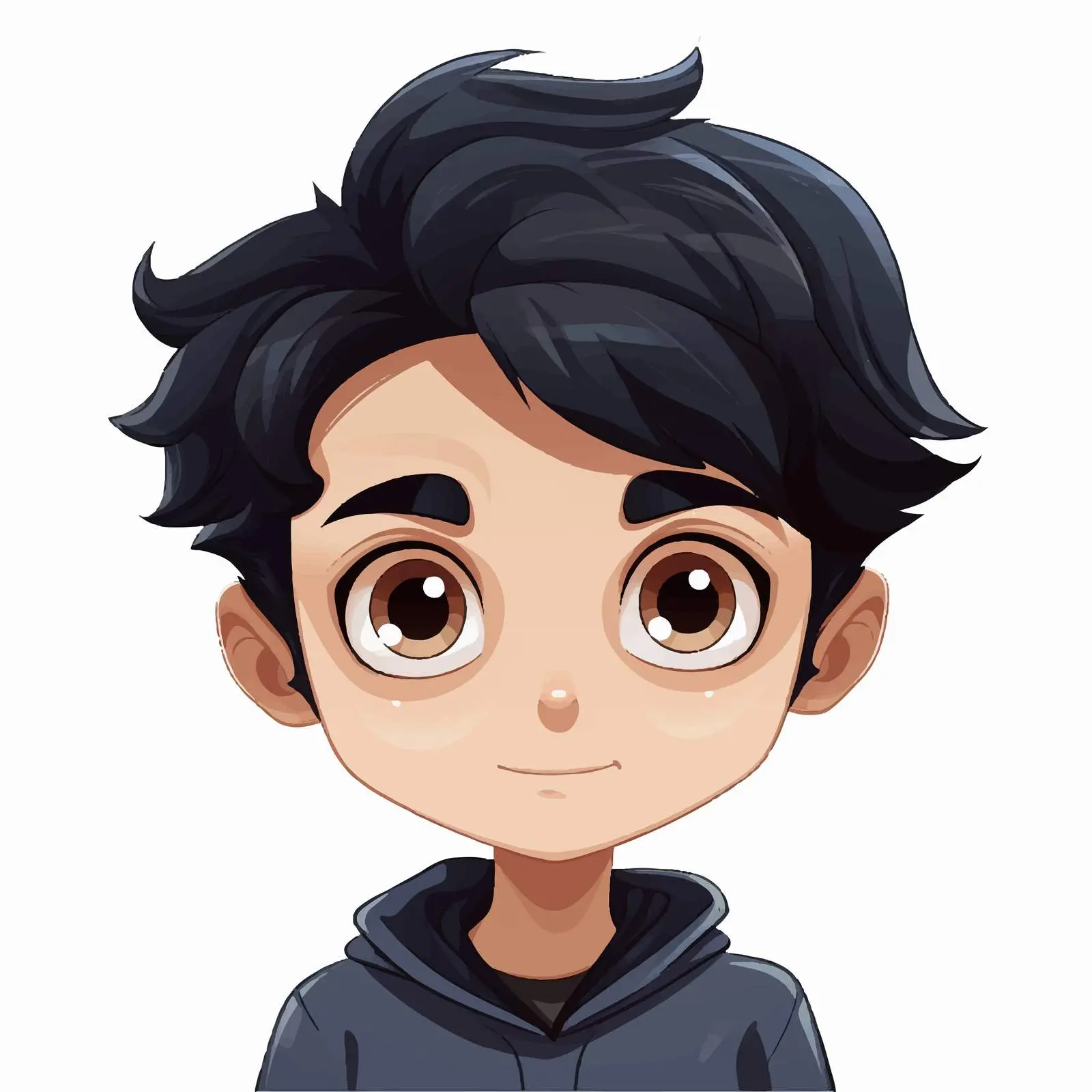 Vector Illustration of Boy with Black Hair — free download from Dotvec