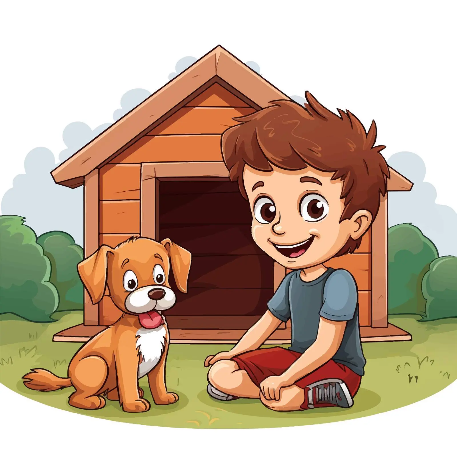 Boy and Dog Cartoon Vector Illustration — free download from Dotvec