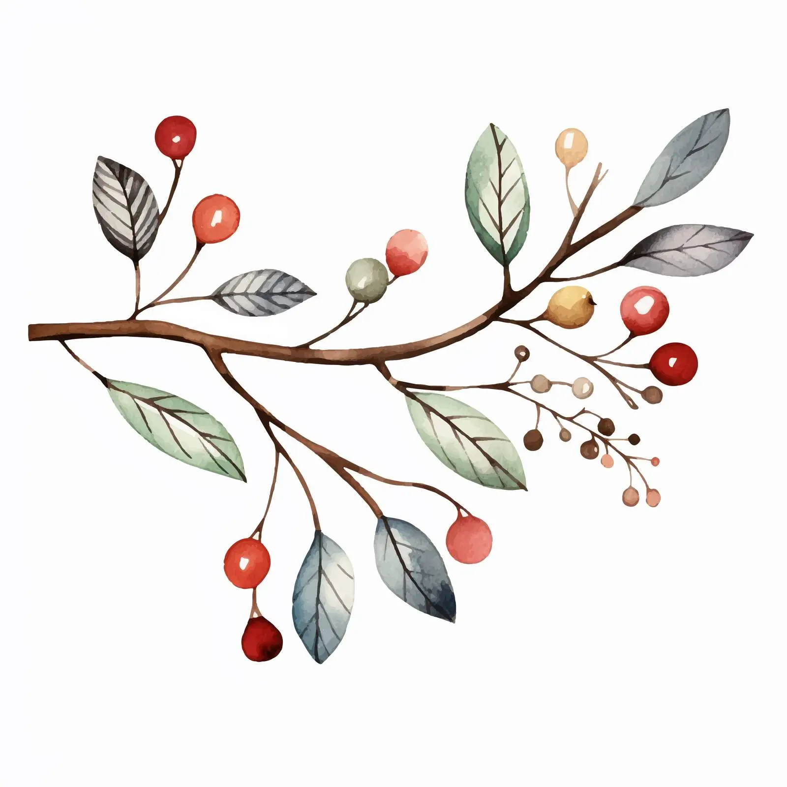 Christmas Tree Branch Decorated with Wooden Toys – free fun decor image from Dotvec