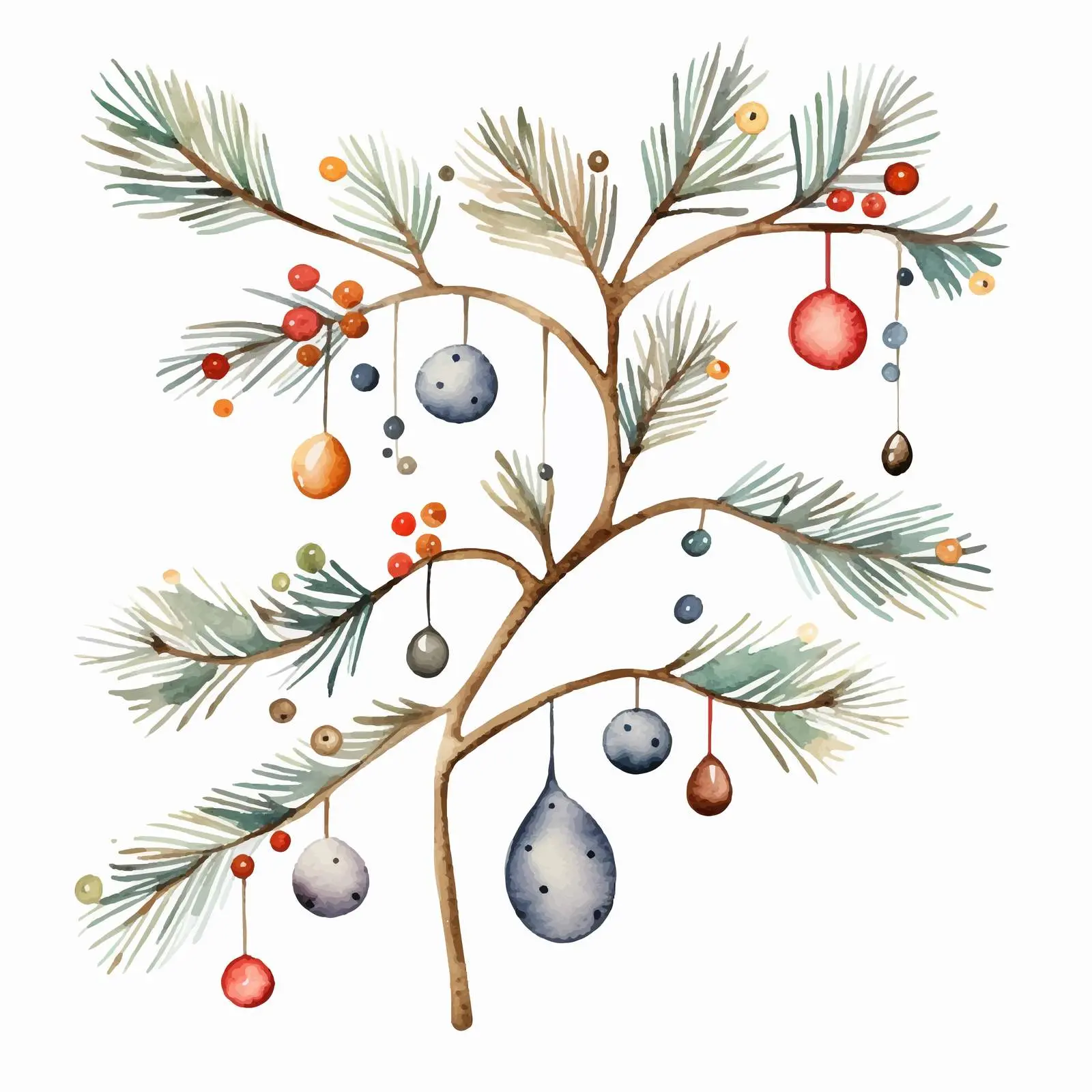 Wooden Toy Decorated Christmas Tree Branch — free download from Dotvec