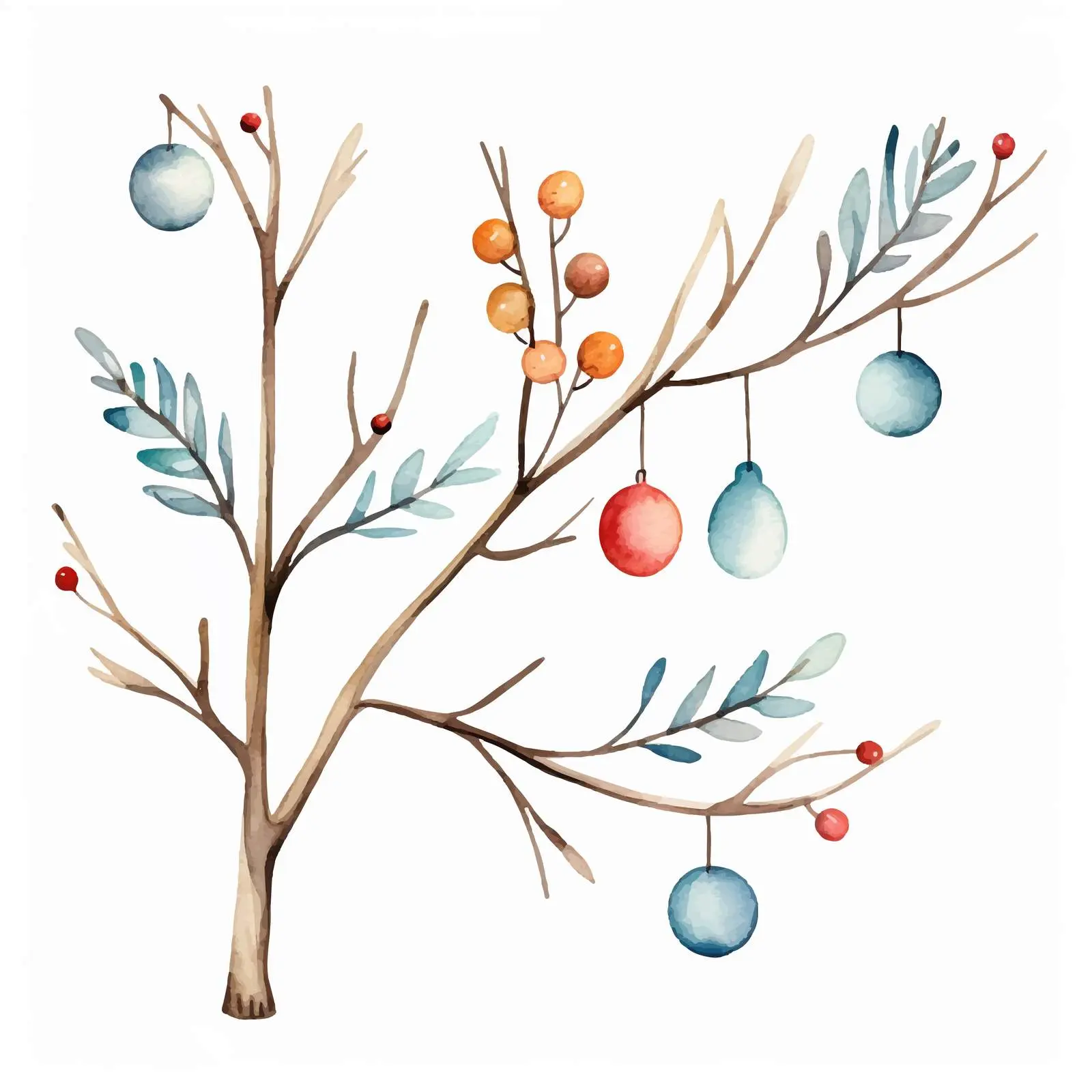 Decorative Christmas Tree Branch with Wooden Toys — free download from Dotvec