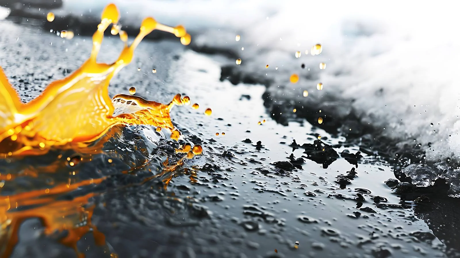 Vivid Oil Splatter on Asphalt Road — free download from Dotvec