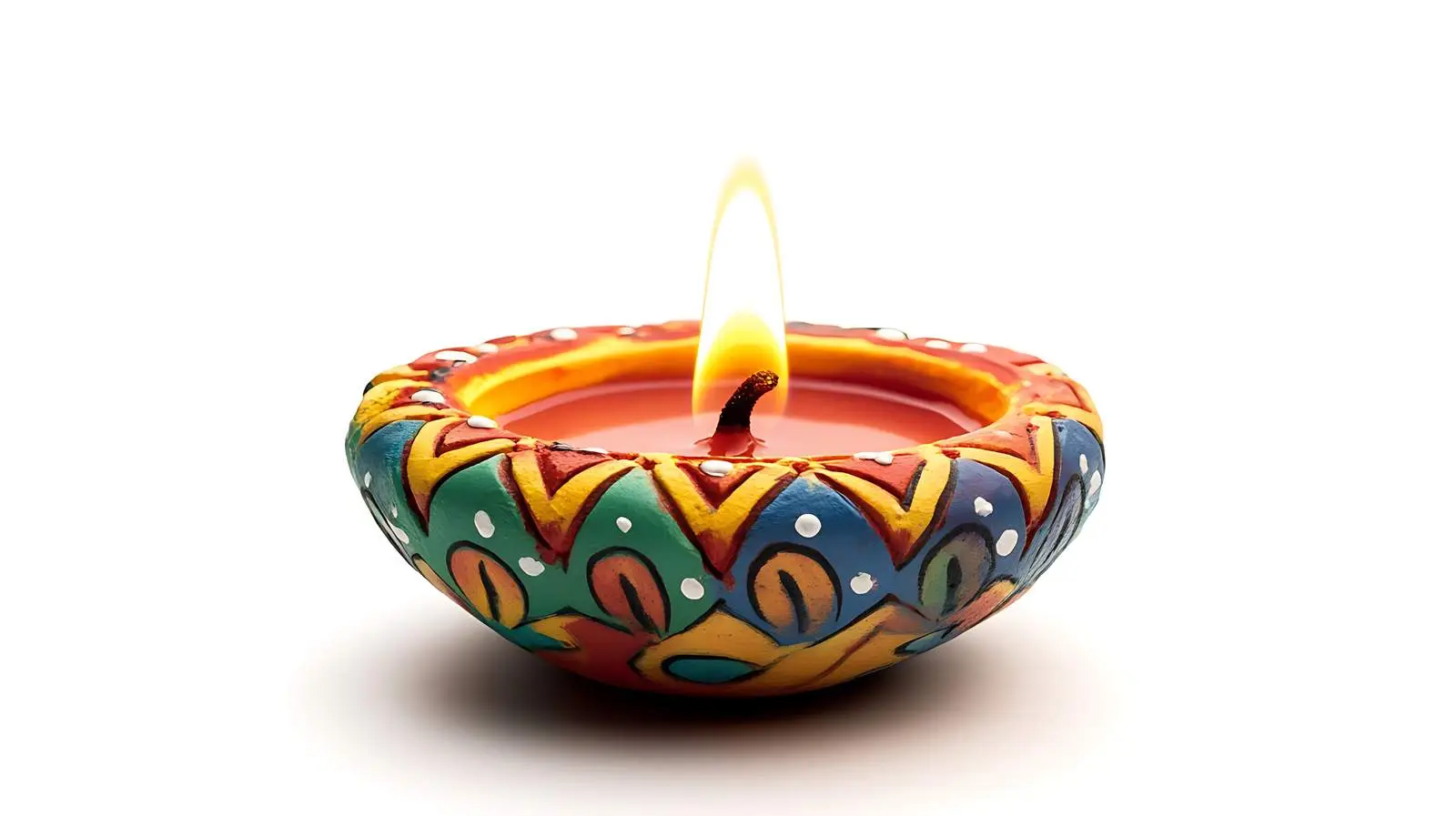Vibrant Diya Lamp on White Background — free download from Dotvec