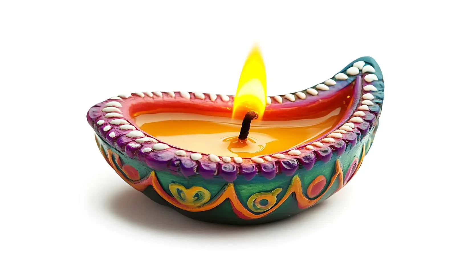 Vibrant Diya Lamp on White Background — free download from Dotvec