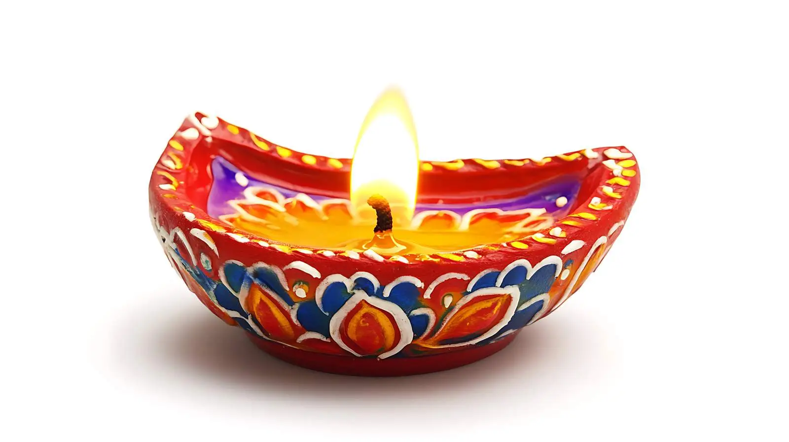 Vibrant Diya Lamp on White Background — free download from Dotvec