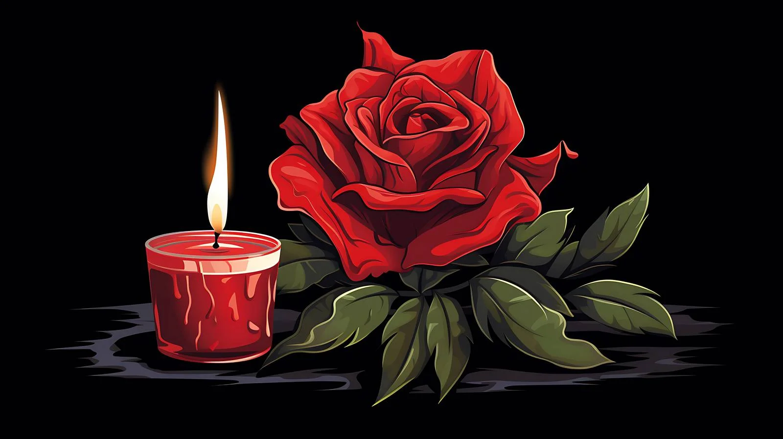 Elegant Candle and Rose on Black Background — free download from Dotvec