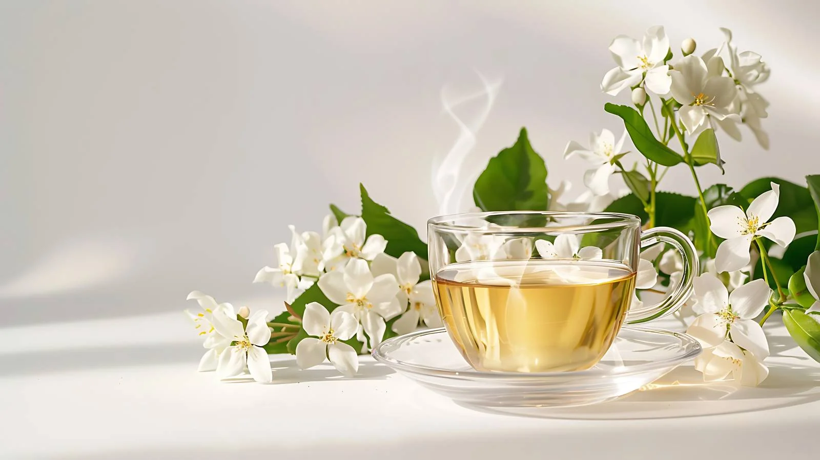 Tranquil Scene Featuring Steaming Jasmine Tea — free download from Dotvec