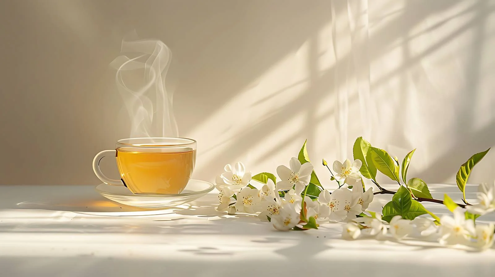 Tranquil Scene: Steaming Jasmine Tea — free download from Dotvec