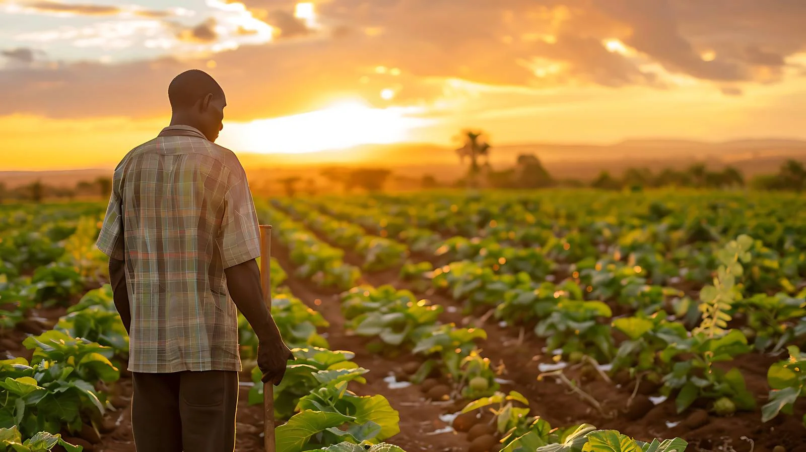 Cassava Farmer with Hoe in Field — free download from Dotvec