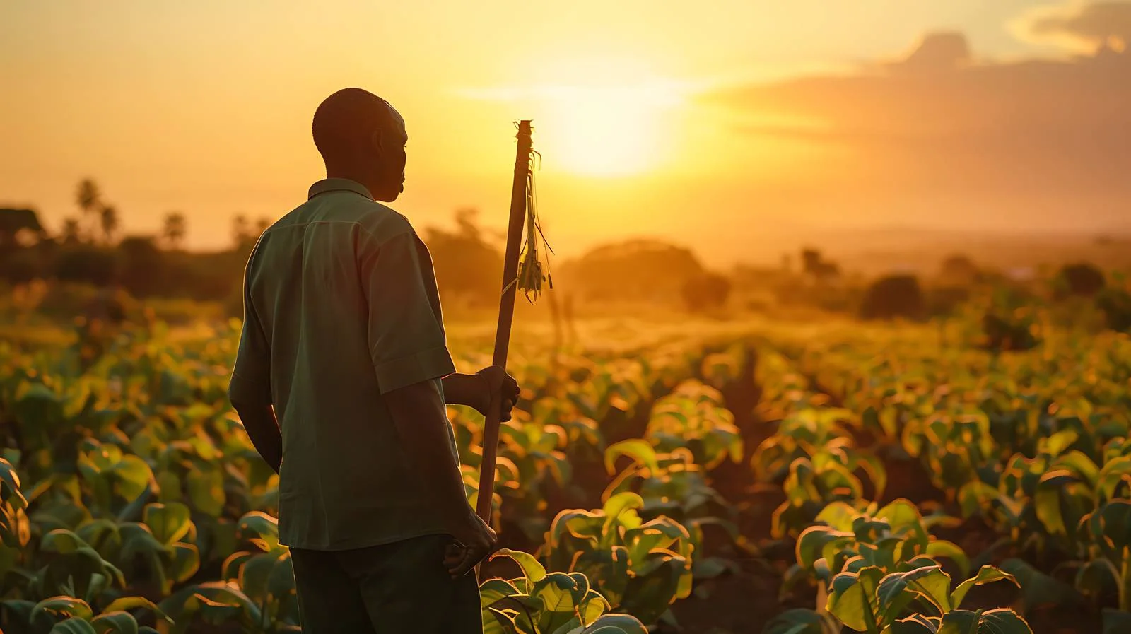 Cassava Farmer in Field with Hoe — free download from Dotvec