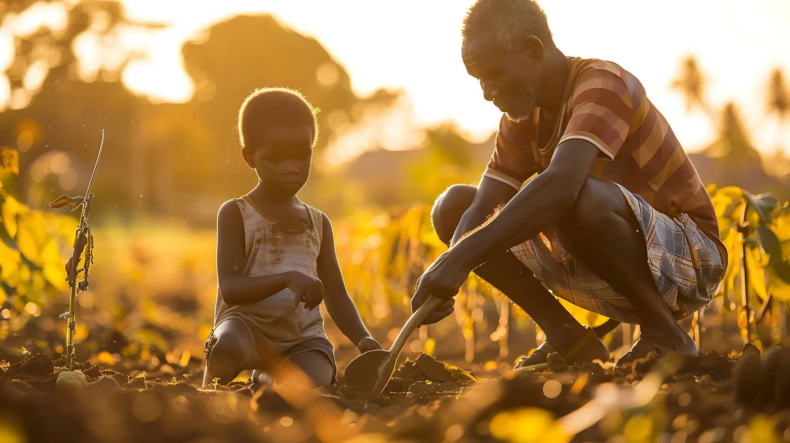 Cassava Farmer Teaches Grandson to Hold — free download from Dotvec