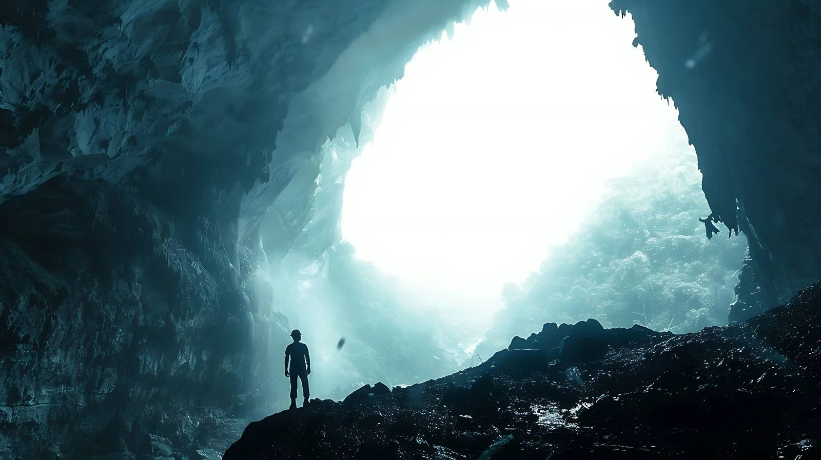 The First Explorer at Cave Entrance — free download from Dotvec