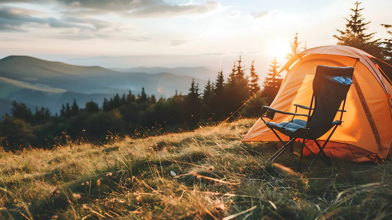 Outdoor Tent and Chair with Mountain View — free download from Dotvec
