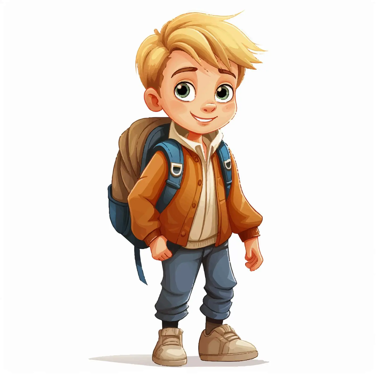 Charming Cartoon Blond Boy Student Vector — free download from Dotvec
