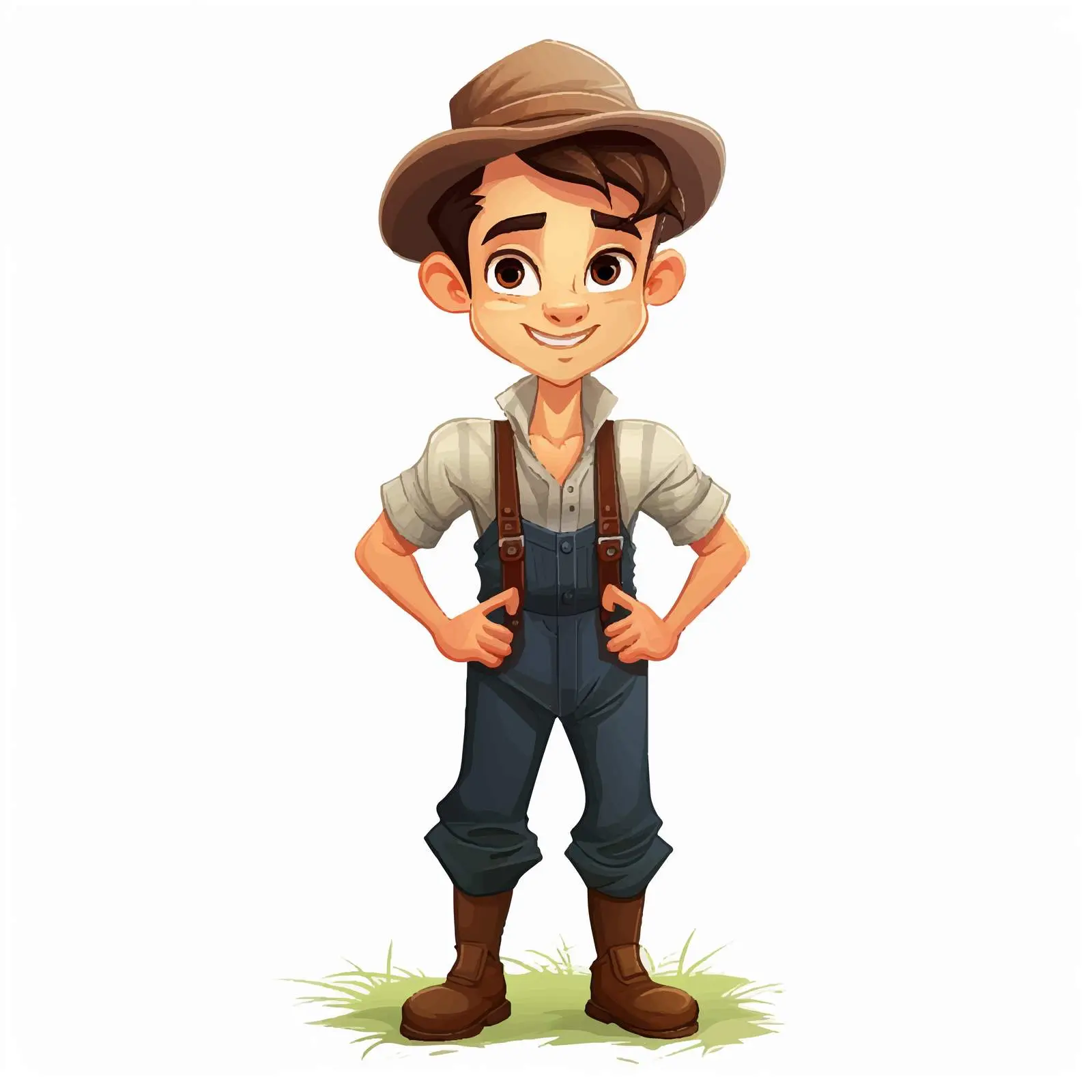 Charming Cartoon Farmer Boy Character Vector — free download from Dotvec