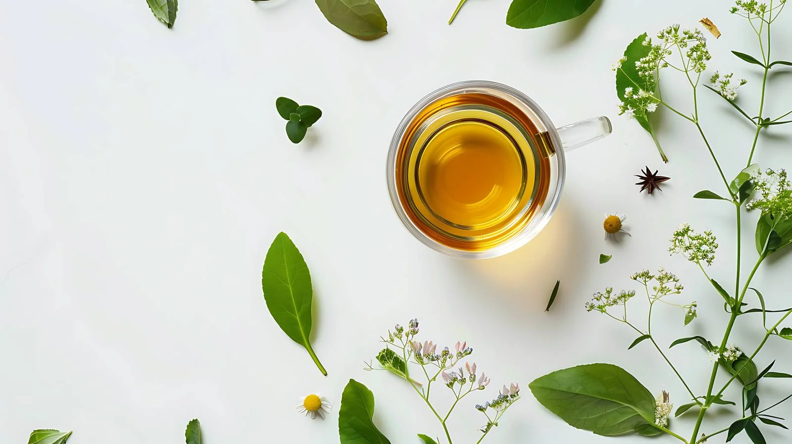 Tranquil moment with herbal tea and nature's serenity — free download from Dotvec