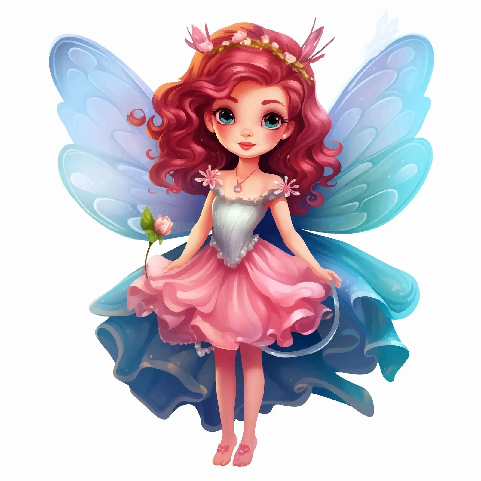 Charming Fairy Girl with Butterfly Wings Vector — free download from Dotvec