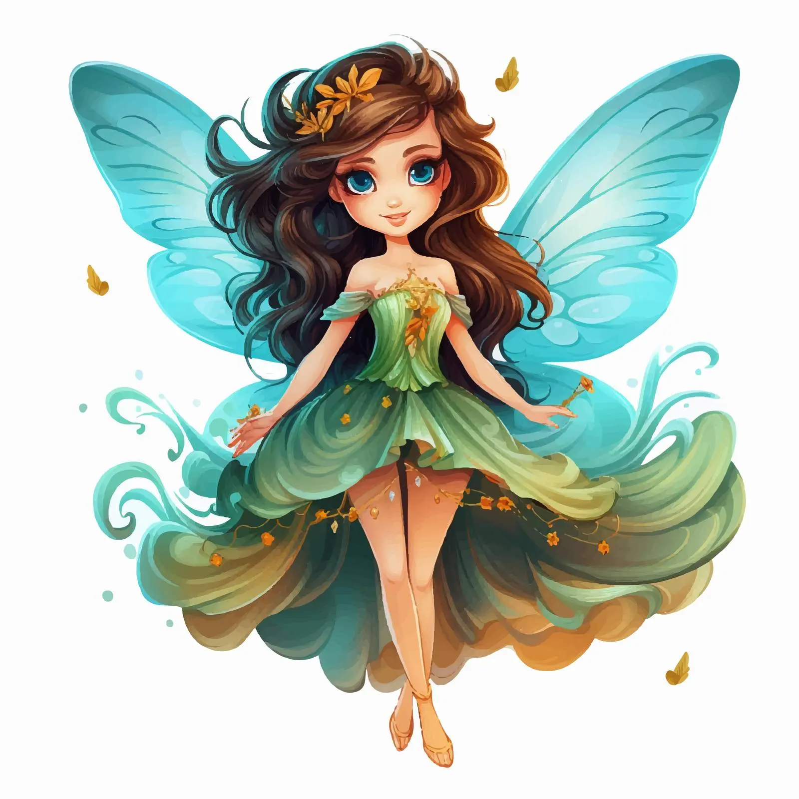 Charming Fairy Girl with Butterfly Wings Vector – free storybook character image from Dotvec