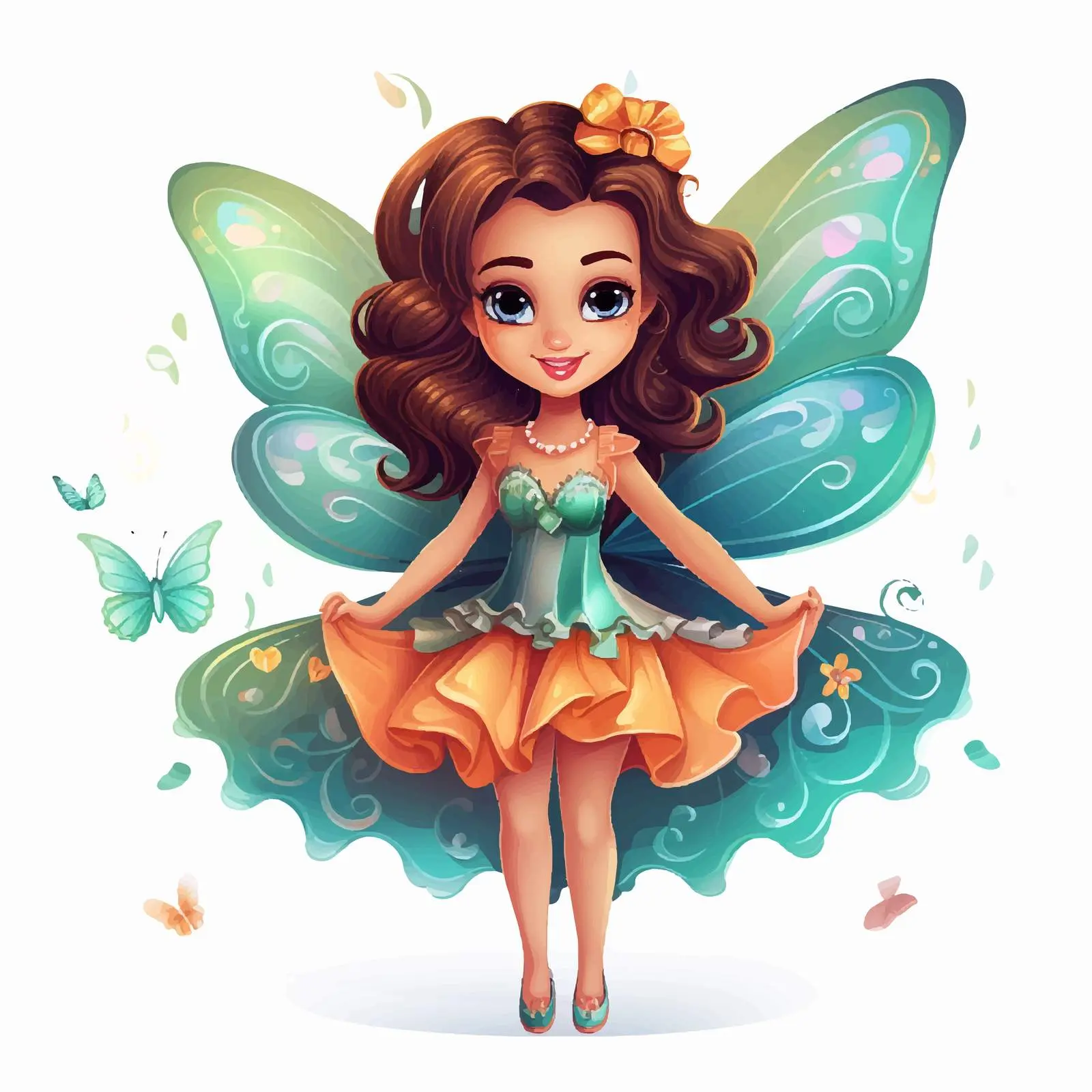 Magical Girl with Butterfly Wings Vector Art — free download from Dotvec