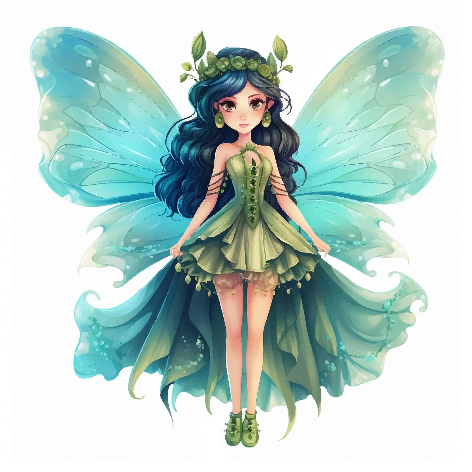 Charming Girl with Butterfly Wings Vector Art — free download from Dotvec