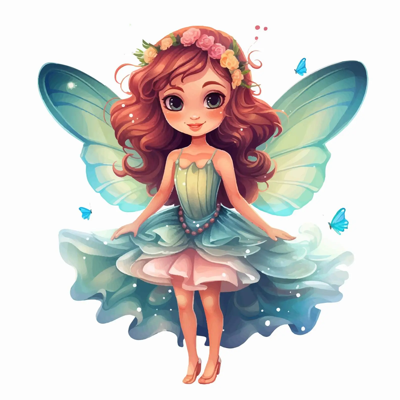 Charming Girl with Butterfly Wings in Magical Outfit — free download from Dotvec